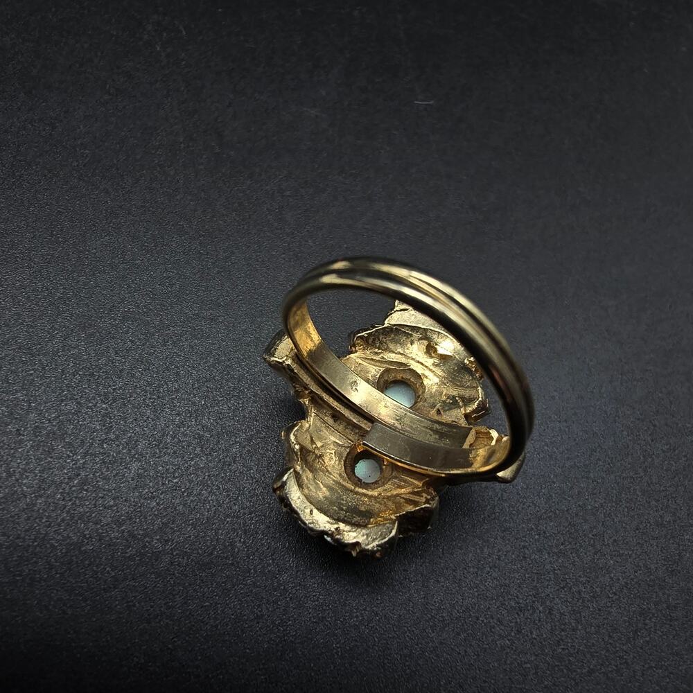 Mother of Pearl Rhinestone Ring Size 6.75 Adjustable - Picture 4 of 7
